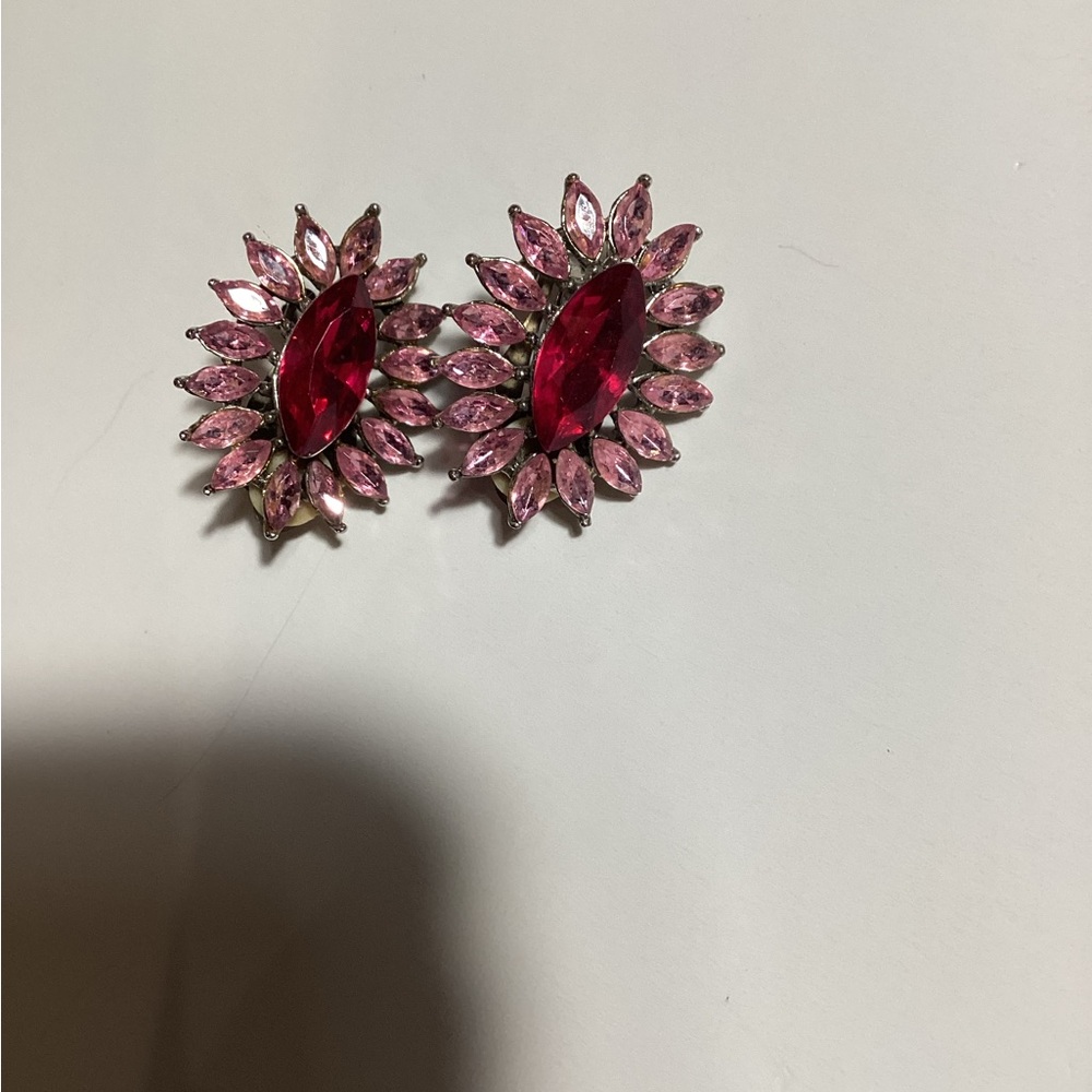 Elegant Pink and Red Gemstone Earrings